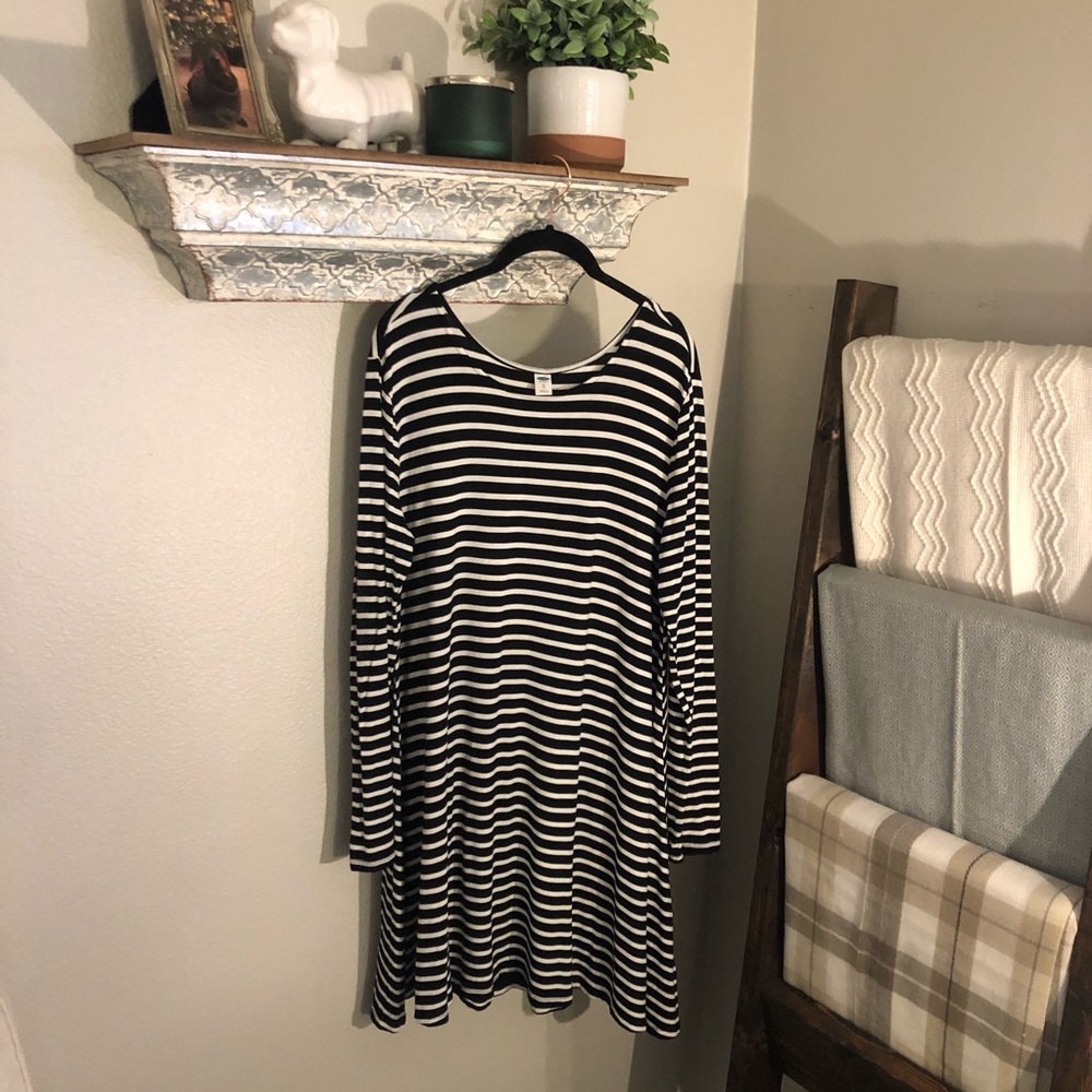 Black and White Striped Swing Dress